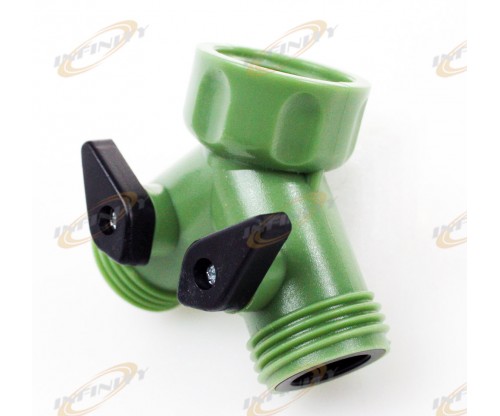 2-Way Garden Hose Connector Splitter Y Connector Water Valves SHUT OFF PRESSURE